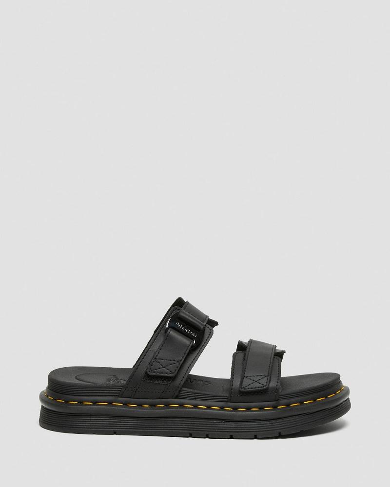 Women's Dr Martens Chilton Men's Leather Slide Sandals Black | AU 317ILH